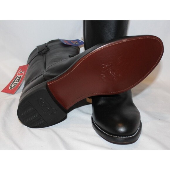 JUSTIN MEN'S JACKSON ROPER LEATHER COWBOY BOOTS BLACK SZ 10.5 E WIDE NWT - Picture 5 of 6